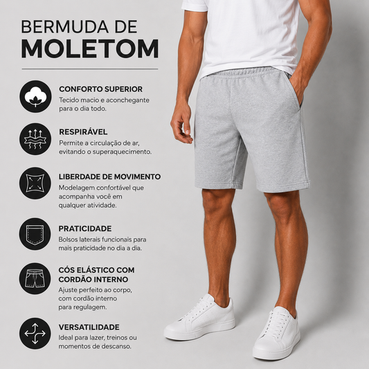Kit 3 Bermudas Moletom Masculina