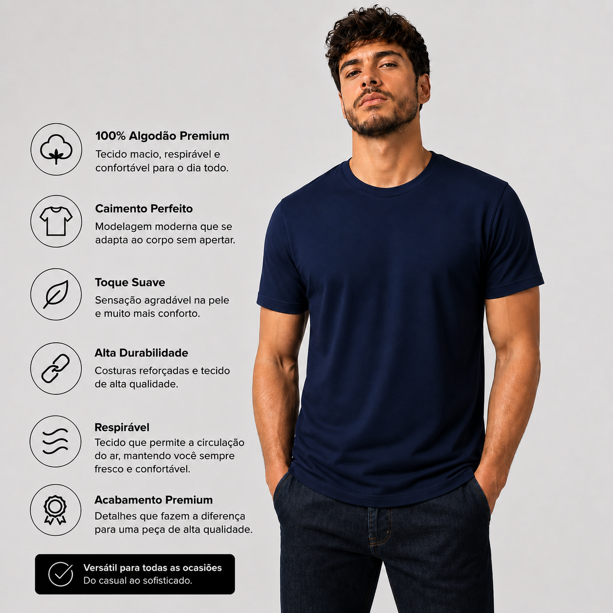 Kit 3 Camisetas Masculinas Basic
